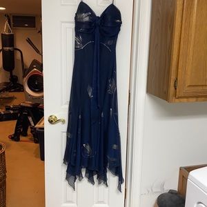 Navy blue and silver maxi dress